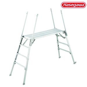 บันไดนั่งร้าน อลูมิเนียม HASEGAWA 4ขั้น พร้อมราวจับ สูง 1.04-1.44เมตร DUK-1516T