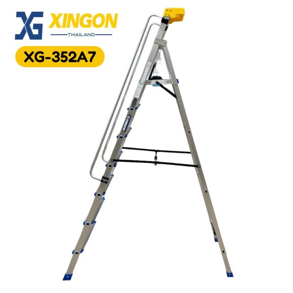 (สินค้าใหม่)บันไดแพลตฟอร์มอลูมิเนียมมีราวจับจัมโบ้7ฟุต XG-352A7 - Image 3