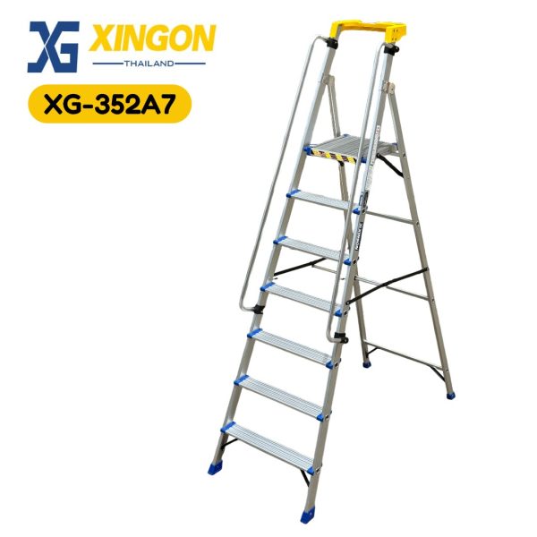 (สินค้าใหม่)บันไดแพลตฟอร์มอลูมิเนียมมีราวจับจัมโบ้7ฟุต XG-352A7