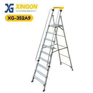 (สินค้าใหม่)บันไดแพลตฟอร์มอลูมิเนียมมีราวจับจัมโบ้9ฟุต XG-352A9