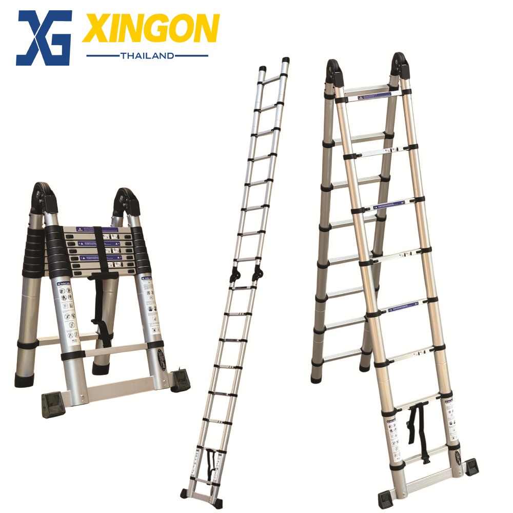 บันไดอลูมิเนียมยืดหดได้ทรงเอ2.25M.พาดยาวได้5.0M. XG-129A50 - Image 2