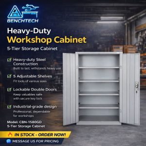 ตู้ช่างตั้งพื้นทรงสูง(งานหนัก) มีประตู 5 ชั้น Workshop Cabinet CBN-1580GD