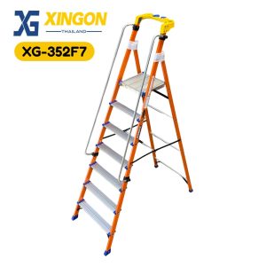บันไดแพลตฟอร์มไฟเบอร์กลาสมีราวจับ รุ่นจัมโบ้7ฟุต XG-352F7 (สินค้าใหม่)