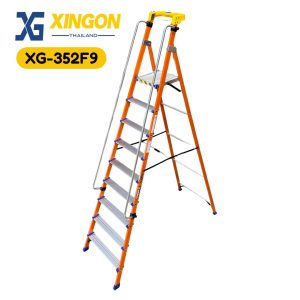 บันไดแพลตฟอร์มไฟเบอร์กลาสมีราวจับ รุ่นจัมโบ้9ฟุต XG-352F9 (สินค้าใหม่)