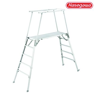 บันไดนั่งร้าน อลูมิเนียม HASEGAWA 5ขั้น พร้อมราวจับ+โครงเสริมความปลอดภัย DUK-1816TG