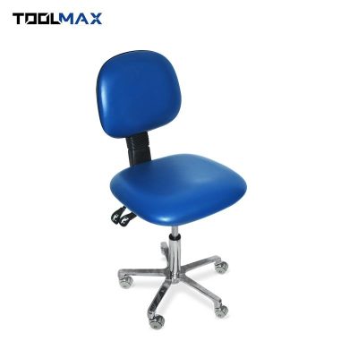 M65T-EC2เก้าอี้ช่างแบบมีพนักพิงเอนโยกได้ ป้องกันไฟฟ้าสถิต สีน้ำเงิน ล้อเหล็ก 5 ล้อ M65T-EC2