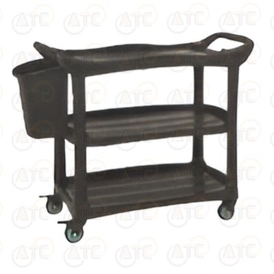 รถเข็นถาดพลาสติก 3 ชั้น พร้อมถังเก็บเศษอาหารเล็ก 1 ถัง PP130-38
