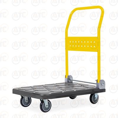 รถเข็นพื้นเหล็ก แบบแผ่นพื้นเหล็กนูนกันลื่นลายรังผึ้ง เทา-เหลือง HN-110J