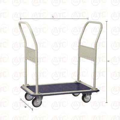รถเข็นพื้นเหล็กชั้นเดียว มือจับ 2 ข้างพับไม่ได้ 220 กก. ล้อ PU HL-112J