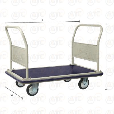 รถเข็นพื้นเหล็กชั้นเดียว มือจับ 2 ข้างพับไม่ได้ 500 กก. ล้อยาง HG-312J