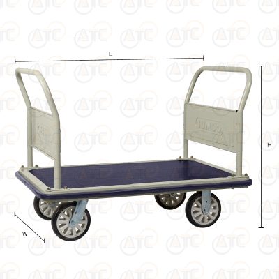 รถเข็นพื้นเหล็กชั้นเดียว มือจับ 2 ข้างพับไม่ได้ 650 กก. ล้อ PU HG-512J