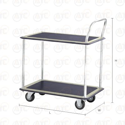 รถเข็นพื้นเหล็ก 2 ชั้น มือจับข้างเดียว 220 กก. ล้อ PU HL-120SN