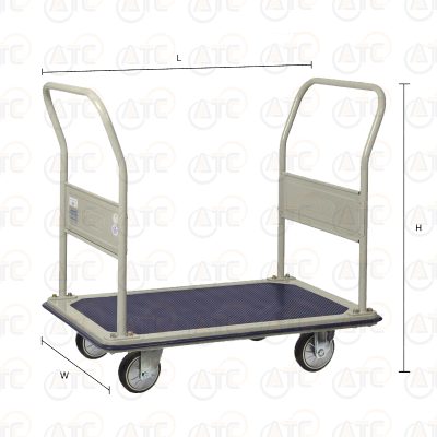 รถเข็นพื้นเหล็กชั้นเดียว มือจับ 2 ข้างพับไม่ได้ 370 กก. ล้อยาง HB-212J