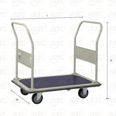 รถเข็นพื้นเหล็กชั้นเดียว มือจับ 2 ข้างพับไม่ได้ 370 กก. ล้อ PU HB-212J
