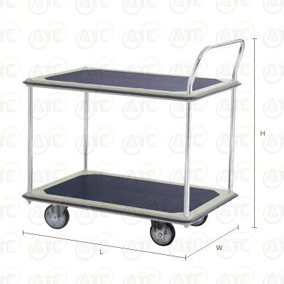 รถเข็นพื้นเหล็ก 2 ชั้น มือจับข้างเดียว 370 กก. ล้อยาง HB-220SN